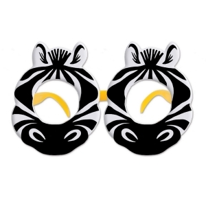 Club Pack of 12 Black and White Zebra Eyeglass Party Favor Costume Accessories - All