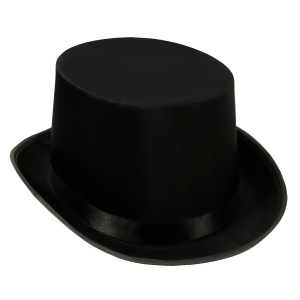 Pack of 6 Black Satin Ribbon Sleek Top Hat Costume Accessories - All