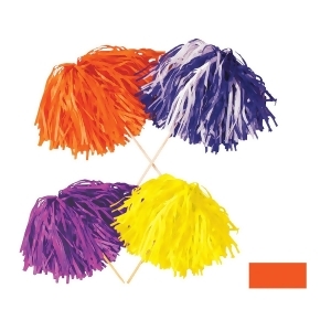 Club Pack of 144 Orange Football Themed Pom Pom Tissue Shakers 16 Stick x 12 Strand 320 - All