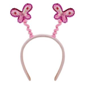 Club Pack of 12 Pink Sequined Butterfly Boppers Party Favors - All