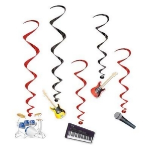 Pack of 30 Assorted Musical Instrument Guitar Drums Keyboard Hanging Party Decoration Whirls 39 - All