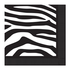 Club Pack of 192 Black and White Zebra Print Disposable 2-Ply Beverage Napkins - All