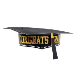 Club Pack of 12 Black and Gold Adjustable Paper Graduation Cap - All