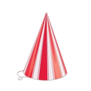 Club Pack of 144 Red and White Striped Fun and Festive Party Cone Hat 6.25 - All