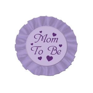 Club Pack of 12 Lavender and Dark Purple ''Mom To Be'' Satin Buttons 3.5'' - All