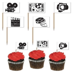 Club Pack of 600 Black and White Movie Set Themed Food Drink or Decoration Party Picks 2.5 - All