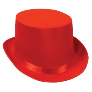 Pack of 6 Red Satin Ribbon Sleek Top Hat Costume Accessories - All