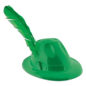 Club Pack of 48 Green Plastic Alpine with Feather Party Hats - All