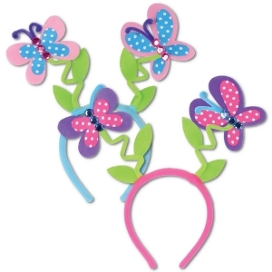 Club Pack of 12 Colorful Butterfly Boppers Headband Party Favors - All