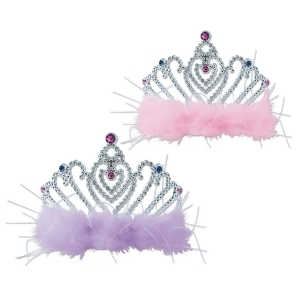 Club Pack of 12 Lavender and Pink with Faux Gemstone Princess Tiaras Costume Accessories - All
