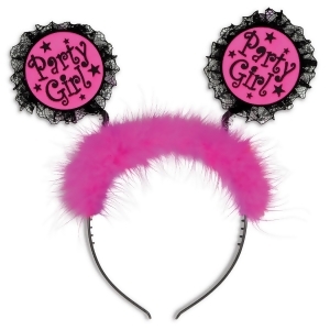 Club Pack of 12 Fuzzy Pink and Black Party Girl Bopper Headband Party Favors - All