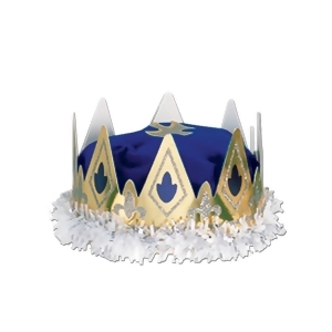 Club Pack of 12 Blue Royal Queen's Crown Party Hats - All