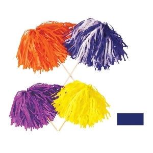 Club Pack of 144 Solid Blue Tissue Shaker Pom Pom Accessories 16 stick x 12 Strand 320 - All