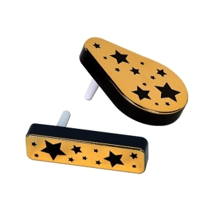 Club Pack of 20 Gold and Black Plastic Star Decorative Party Favors - All