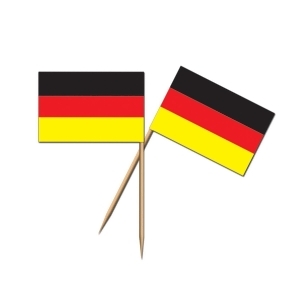 Club Pack of 600 Black Red Yellow Striped German Flag Food Drink or Decoration Party Picks 2.5 - All
