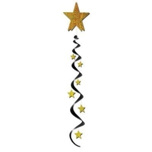 Pack of 12 Black and Gold Star Metallic Hanging Party Decoration Whirls 48 - All