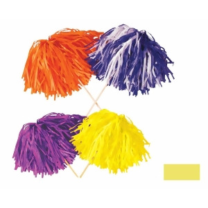Club Pack of 144 Solid Yellow Pep Rally Tissue Shaker Pom Pom Accessories - All