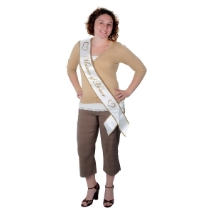 Club Pack of 6 White and Gold Matron Of Honor Satin Sash - All