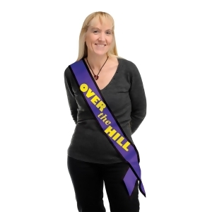 Club Pack of 6 Purple and Yellow Over-The-Hill Satin Sash - All