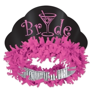 Club Pack of 12 Black and Pink Glittered Fringed Tiara Costume Accessories - All
