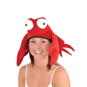 Pack of 6 Flashy Large Claw Red King Crab Soft Plush Party Hat - All