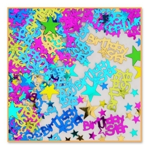 Pack of 6 Multi-Colored Neon Birthday Star Celebration Confetti Bags 0.5 oz. - All