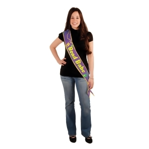 Club Pack of 6 Purple and Yellow Bead Babe Satin Sash - All