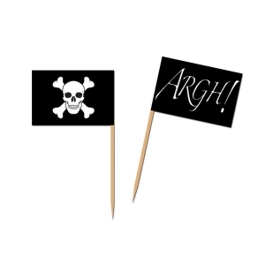 Club Pack of 600 Black and White Pirate Flag Food Drink or Decoration Party Picks 2.5 - All