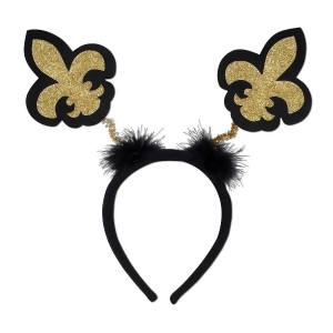Club Pack of 12 Golden Glittered Fleur De Lis Boppers Headband Party Favors - All
