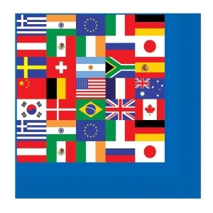 Club Pack of 192 Multi-Colored International Flag Disposable 2-Ply Beverage Napkins - All
