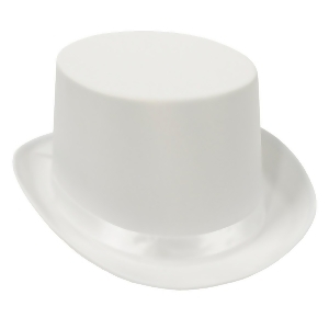 Pack of 6 White Satin Ribbon Sleek Top Hat Costume Accessories - All