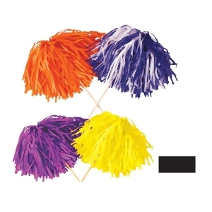Club Pack of 144 Solid Black Pep Rally Tissue Shaker Pom Pom Accessories - All