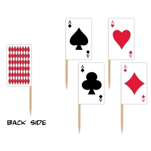 Club Pack of 600 Black Red and White Playing Card Food Drink or Decoration Party Picks 2.5 - All