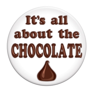 Club Pack of 12 White and Brown ''It's All About The Chocolate'' Buttons 3.5 - All