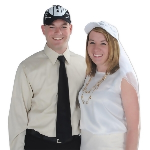 Club Pack of 12 Wedding or Anniversary Themed Black Tux Cap Costume Accessories - All