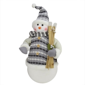 20 Alpine Chic Snowman with Gray and White Jacket Christmas Decoration - All