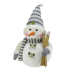 20 Alpine Chic Snowman with Skis and Snowflake Buttons Christmas Decoration - All