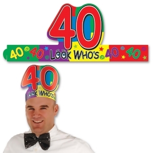 Club Pack of 24 Multi-Colored Adjustable ''Look Who's 40'' Headband Party Accessories - All