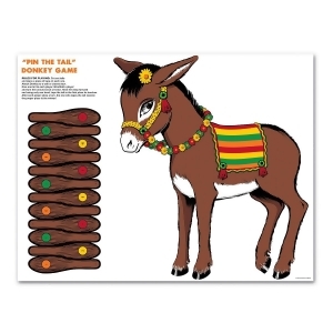 Club Pack of 24 Traditional Pin the Tail on the Donkey Party Game - All