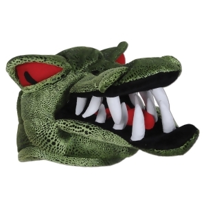 Club Pack of 6 Green With Big White Teeth Plush Crocodile Hat Costume Accessories - All