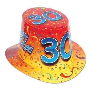 Club Pack of 25 Orange and Yellow ''Happy 30 Birthday'' Hi-Hats - All