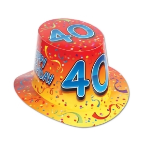 Club Pack of 25 Orange and Yellow ''Happy 40 Birthday'' Hi-Hats - All
