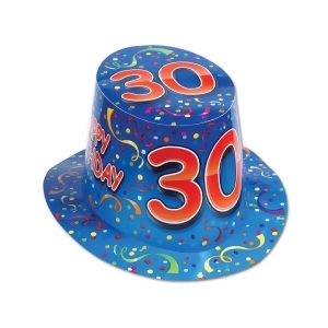 Club Pack of 25 Blue and Red ''Happy 30 Birthday'' Hi-Hats - All