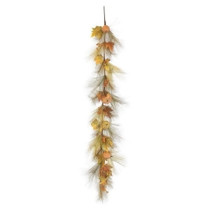 6' Decorative Artificial Autumn Pine Garland with Gourds Pumpkins and Fall Leaves Unlit - All
