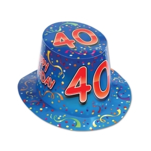 Club Pack of 25 Blue and Red ''Happy 40 Birthday'' Hi-Hats - All