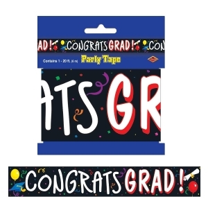 Club Pack of 12 Multi-Colored Congrats Grad Party Tape Party Decorations 20' - All