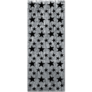 Pack of 6 Silver Decorative Black Star New Year Party Hanging Drapes - All