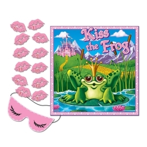 Club Pack of 24 Princess Themed Pin the Kiss on the Frog Party Game - All