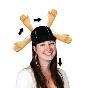 Pack of 6 Plush Touchdown Novelty Ref's Cap with Activated Arms - All