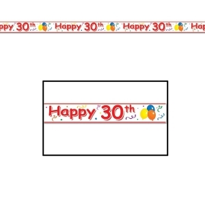 Club Pack of 12 ''Happy 30th'' Birthday Party Tape 3 x 20' - All